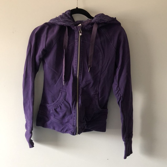 LULULEMON Scuba Zip Up Purple Jacket Ruffle Hoodie Sz 6 w/ Thumbholes - Picture 8 of 8